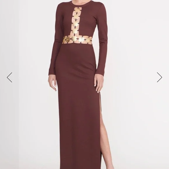 staud chocolate brown dress Gold Sequin Half Sleeve Tight Sheath Homecoming Dresses,BD0211 –  DaintyBridal main image 0